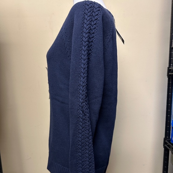 NWT! Tommy Hilfiger Women's Knit Sweater Crewneck Cotton In Navy Size S - Picture 2 of 5